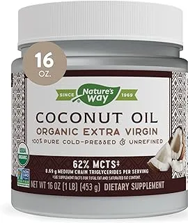 Nature's Way USDA Organic Extra Virgin Coconut Oil- Pure, Cold-Pressed, Non-GMO, 16 Ounces
