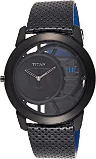 ساعة تيتان للرجال 1576Nl01 بحافة سوداء كوارتز بشاشة عرض تناظرية