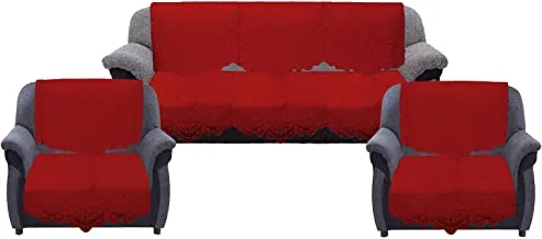 Kuber IndUStries Circle Design Cotton 6 Piece 5 Seater Sofa Cover Set (Maroon) Ctktc28697 Standard