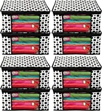 KUBER INDUSTRIES Polka Dots Design 8 Piece Non Woven Fabric Clothes Organizer/Clothes Organiser For Wardrobe Set with Transparent Window, Extra Large,(Black & White), 46 x 32 x 22 cm
