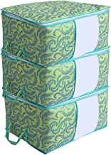 Kuber Industries Storage Bag For Comforters, blankets|Clothes Organizer|Foldable Blanket Storage|Underbed Storage Bag|3 Pieces |Green