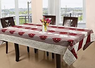 Kuber industries cotton 6 seater dining table cover (maroon)