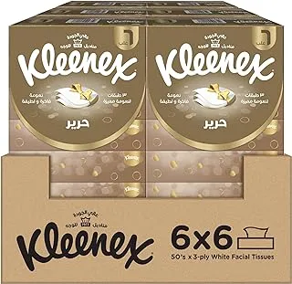 Kleenex Silk Facial Tissue, 3 PLY, 36 Tissue Boxes x 50 Sheets, 100% Cotton Soft Tissue Paper for Gentle Care