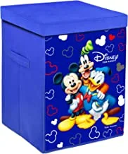 Kuber Industries Disney Team Mickey Print Non Woven Fabric Foldable Laundry Basket, Toy Storage Basket, Cloth Storage Basket With Lid & Handles (Royal Blue)-Kubmart1212, Pack of 1