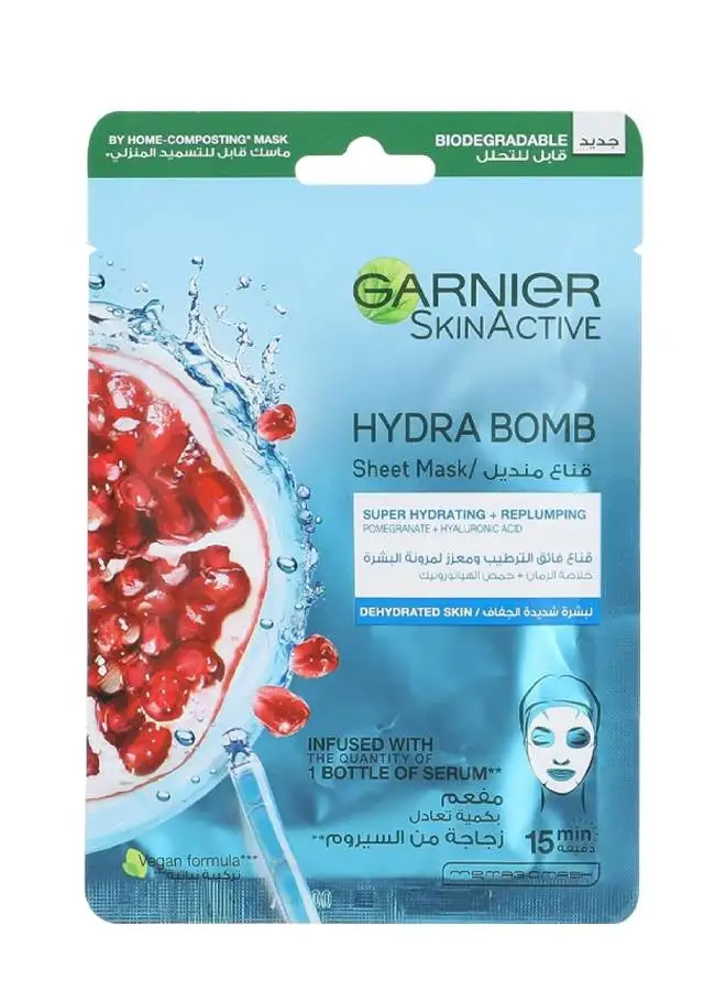 Garnier Garnier Hydra Bomb Tissue Mask With Pomegranate and Hyaluronic Acid for hydration Clear 28.0grams
