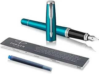 باركر Urban Fashion Blue Chrome Trim Fountain Pen متوسط ​​المنقار - هدية محاصر | 5117