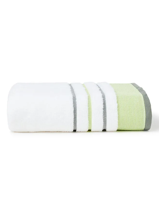 White Rose Cozy Style Zero Twist Bath Towel White/Green 80x160cm