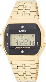 Casio Men's Digital Dial Stainless Steel Band Watch Encrusted with Diamonds - Gold, A159WGED-1DF