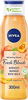 NIVEA Shower Gel Body Wash, Fresh Blends Apricot & Mango and Rice Milk, 300ml