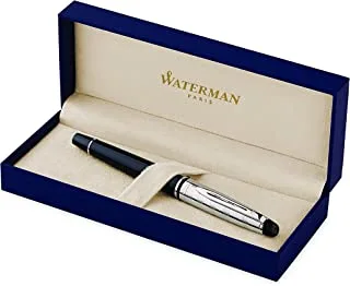 WATERMAN EXPERT DELUXE ROLLERBALL PEN BLACK LACQUER WITH CHROME TRIM 9318