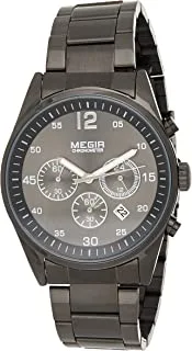 Megir Mens Quartz Watch, Chronograph Display and Stainless Steel Strap - 2010