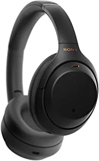 سماعات رأس سوني WH-1000XM4 اللاسلكية لإلغاء الضوضاء فوق الأذن مع وظيفة التحدث إلى الدردشة وميكروفون للمكالمات الهاتفية ، أسود عالمي