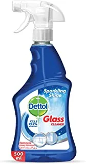 Dettol Sparkling Shine Glass Cleaner, helps remove Greasy Residues, Trigger Spray Bottle, 500ml
