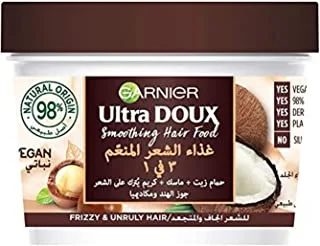Garnier Ultra Doux Smoothing Coconut 3-In-1 Hair Food For Frizzy Hair, 390Ml