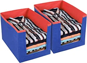 Kuber Industries Shirt Stacker|Baby Clothes Organizer|Drawer Closet Organizer|Cloth Storage Box|Pack of 2|BLUE & RED