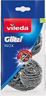 Vileda stainless steel scrubbers inox 2 pcs, heavy duty cleaning with no rust and long lasting
