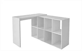 BRV Movies Computer Desk With Eight Storage Compartments, White - H 78 cm x W 107 cm x D 120 cm