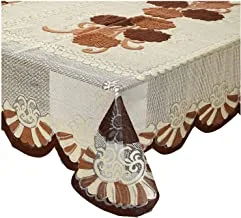 Kuber industries floral cotton 4 seater center table cover - brown