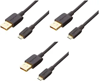 Amazonbasics Usb 2.0 A-Male To Micro B Cable (3 Pack), 3 Feet, Black
