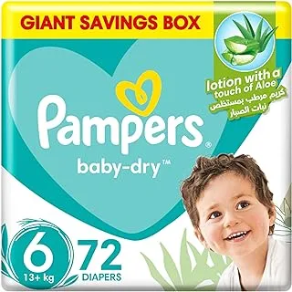 Pampers Aloe Vera, Size 6, Large, 13+kg, Giant Box, 72 Taped Diapers