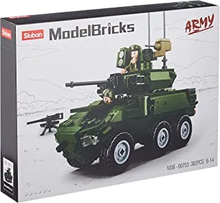 Sluban Model Bricks Series -Armored Vehicle Building Blocks For All Terrains With 2 Mini Figurs - For Age 8+ Years Old - 382Pcs