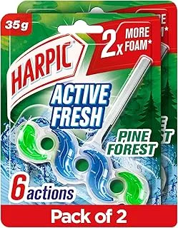 Harpic Active Fresh Pine Forest Toilet Cleaner Rim Block, Toilet Freshener, 35G, Twin Pack