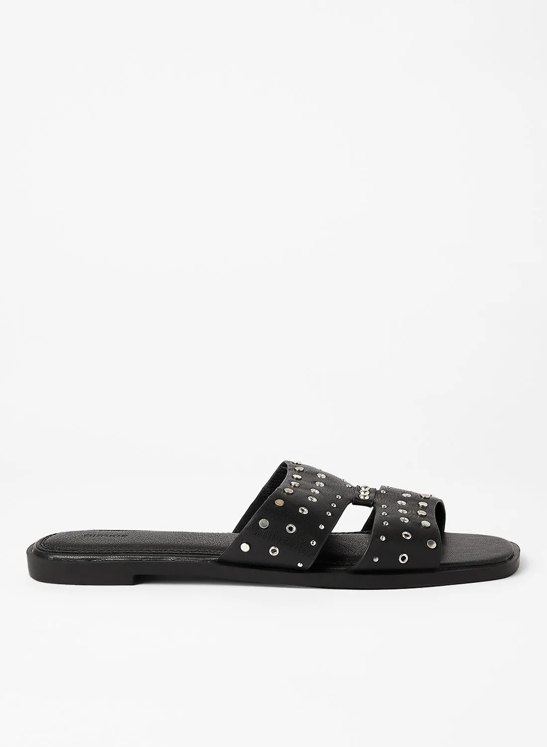 Pimkie Stud Embellished Flat Sandals Black