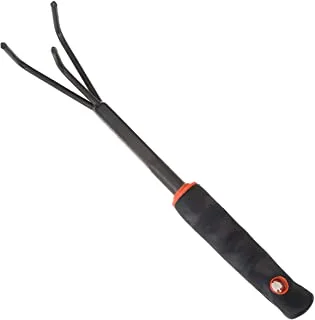 Lawazim Iron Handle Gardening Tool 13.5 Inch |Garden Hand Rake | Steel Garden Cultivator Tools Portable| Black and Orange |