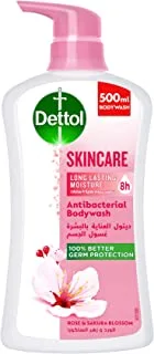 Dettol Skincare Shower Gel & Body Wash, Rose & Sakura Blossom Fragrance for Effective Germ Protection & Personal Hygiene, 500ml