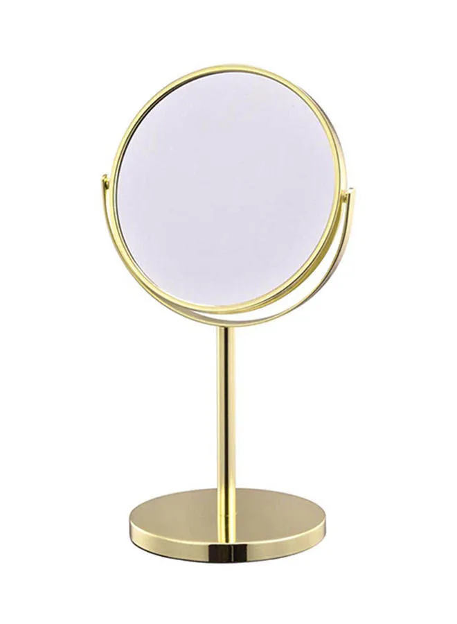 مرآة مع حامل من أمل ، للاستخدام في الغرور والحمام ، متينة ومتعددة الاستعمالات باللون الذهبي