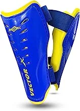 Vector X Football Shinguard with Adjustable Velcro for Boys Kids ( Blue/Yellow, Small/Medium) | for Football Games Matches, Training | Light Weight & Breathable