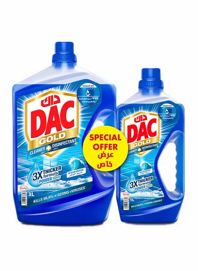 Dac Gold Multi-Purpose Disinfectant And Liquid Cleaner With 3X Thicker Formula Ocean Breeze 4Liters