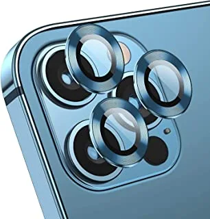 Coblue Camera Lens Protector for iPhone 12 pro | Max (6.1/6.7) inch, Premium HD Tempered Glass Metal Ring Aluminum Alloy Lens Screen Cover Film Multiple Color (iPhone 12 Pro Max (6.7), Blue)