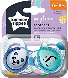 Tommee Tippee Anytime Soother, Pack of 2, ( 6-18 months) - (Mix)