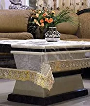 Kuber Industries™ Transparent Center Table Cover 4 Seater 40 * 60 Inches (Golden Lace)