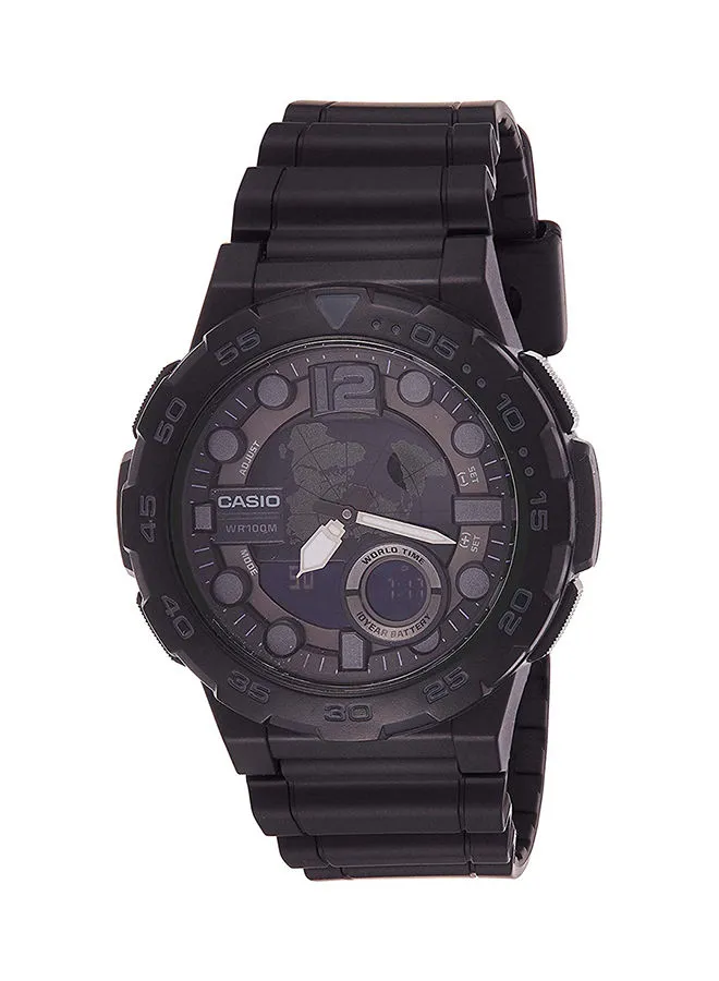 CASIO Men's Synthetic Analog & Digital Quartz Watch AEQ-100W-1BVDF - 48 mm - Black 