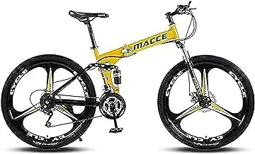 Macce 21 Speed Folding Mountain Bike, Three Impeller Wheel 26 - Yellow