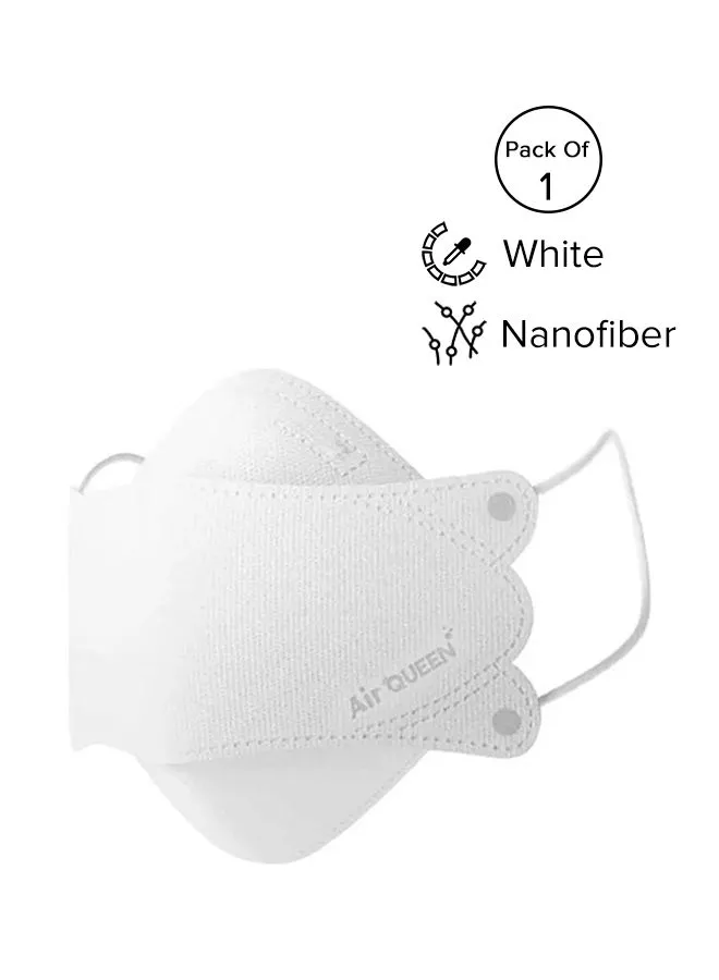 Air QUEEN (1-Piece) White Nanofiber Filter Face Mask For Adults