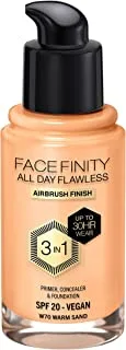 Max Factor Facefinity All Day Flawless Foundation - W70 Warm Sand, 30ml