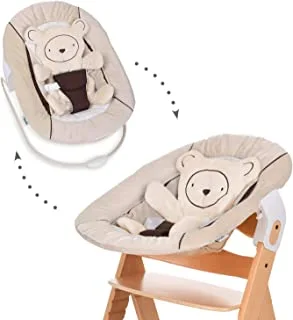 Hauck Alpha Bouncer 2-In-1 Newborn Set, Cosy Baby Rocker From Birth, Compatible With Hauck Wooden Grow-Along High Chair Alpha+, Beta+, Seat Minimizer, Hearts Beige