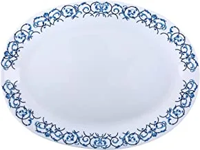 14 بوصة Opal Ware Art Flower طبق عشاء طبق باستا مصنوع من مادة متينة | طبق ذو زخرفة كلاسيكية مرحة | آمن للغسل في غسالة الأطباق | مثالي لأطباق الأرز والوجبات الخفيفة والحلويات والمزيد