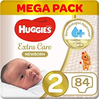 Huggies Extra Care Newborn, Size 2, 4-6 kg, Mega Carry Pack, 84 Diapers