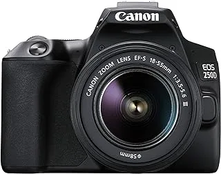 Canon EOS 250D + Canon EF-s 18-55mm f / 4-5.6 IS STM Lens - أسود