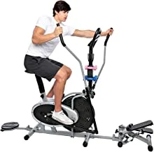 SKY LAND Fitness 5-In-1 Exercise Bike Orbitrek Elliptical Cycle With Stepper, Twister & Dumbbell For Home Use Gym Bike- Em-1133, Black/Gray