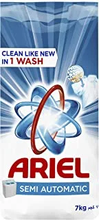 Ariel Laundry Powder Detergent with Dual Enzyme Technology, Original Scent, Suitable for Semi-Automatic Machines, 7 Kg