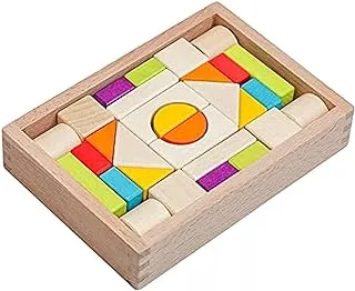 Babylove 30Pcs Wooden Building Blocks Shape Recognition Thinking Color Exercise