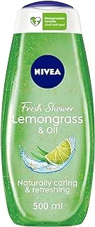 Nivea Shower Gel Body Wash, Lemongrass & Caring Oil Pearls Lemongrass Scent, 500ml