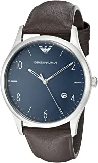 Emporio Armani Beta Men's Blue Dial Leather Band Watch - Ar1944, Analog Display, Quartz Movement