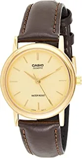Casio Men's Gold Dial Brown Leather Band Watch [MTP-1095Q-9A], Analog