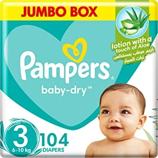 Pampers Baby-Dry, Size 3, Midi, 6-10 kg, Jumbo Box, 104 Diapers